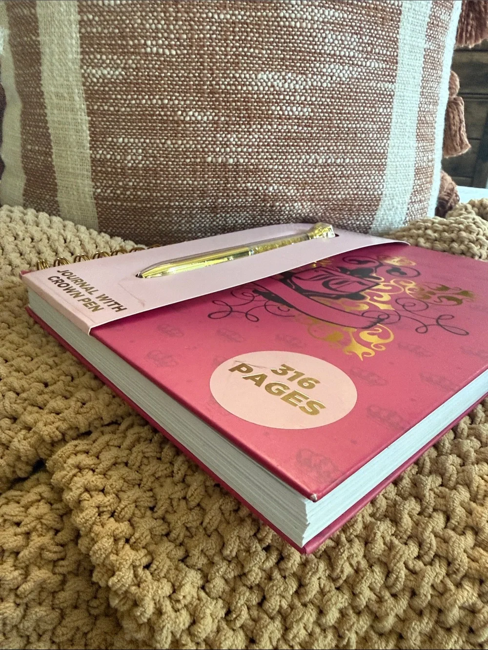 Juicy Couture Pink/Gold Signature Journal with Crown 👑 Gold Pen - New!